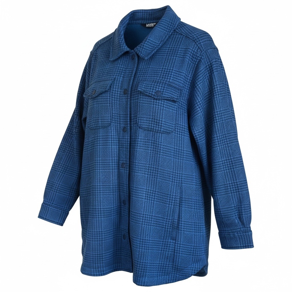 Lands' End Women's Utility Jacket in Blue Plaid
